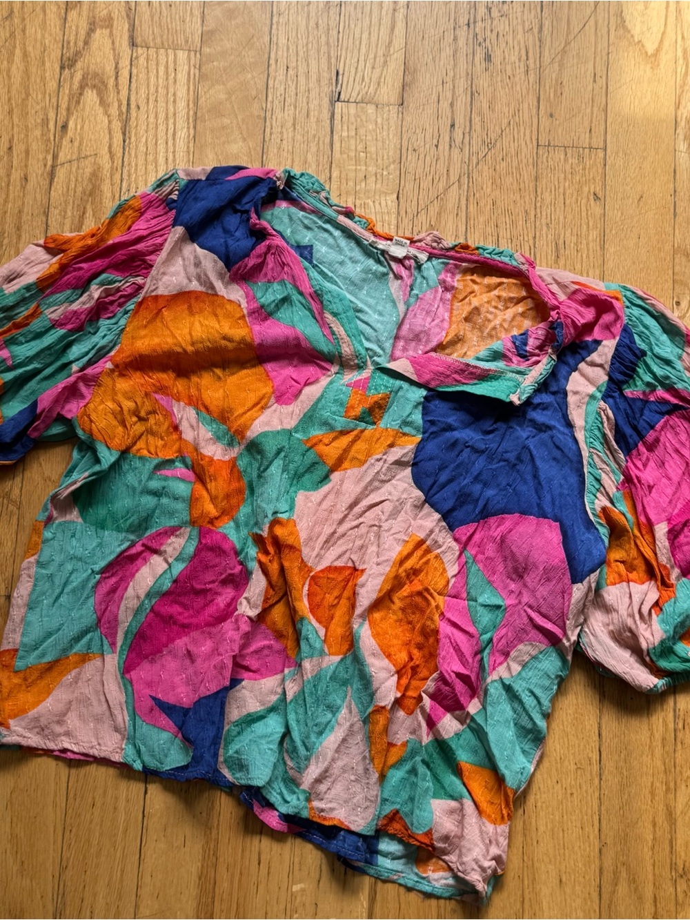 Christian Siriano Multicolor Abstract Print Blouse - Pink, Orange, Teal, Blue